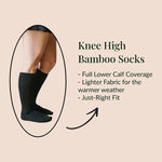 knee high bamboo socks highlighting the calf coverage and lighter weight knit