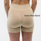 beige long leg bamboo boyshort highlighting the smooth wide waistband