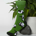 green bamboo sock with panda designs