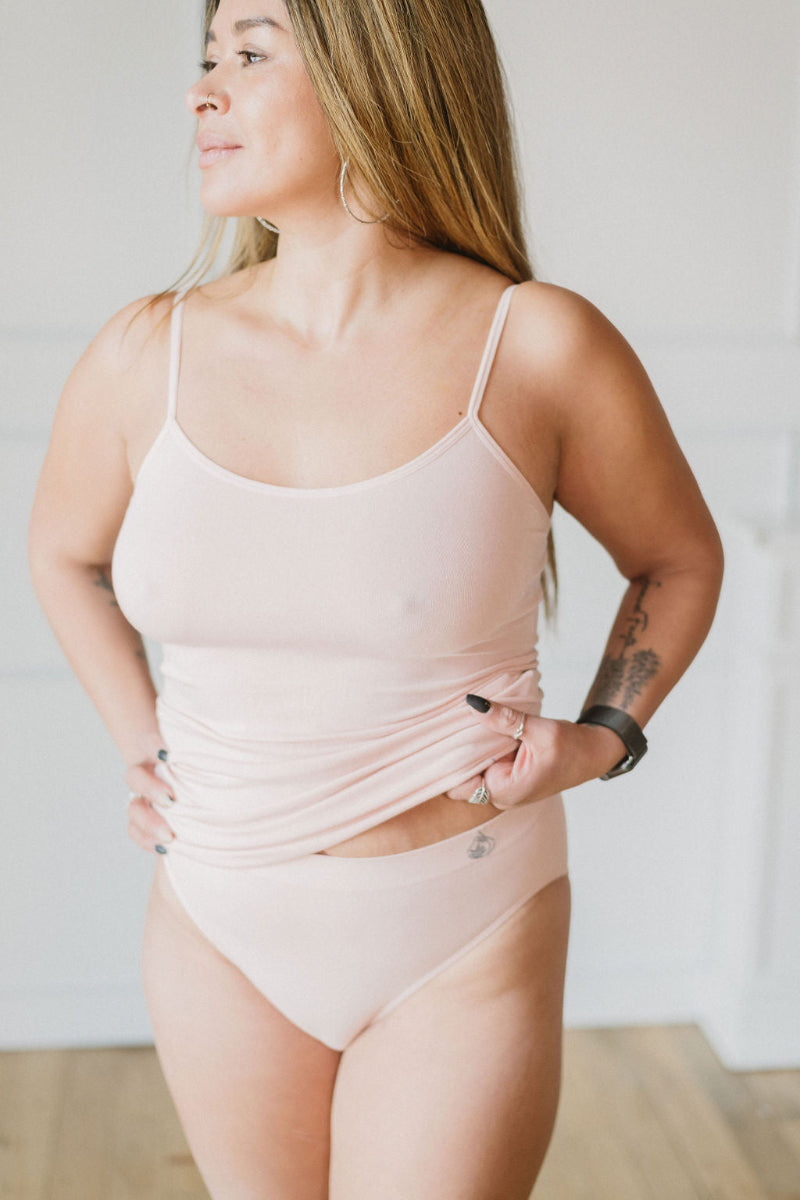 dusty rose cami and matching bamboo underwear