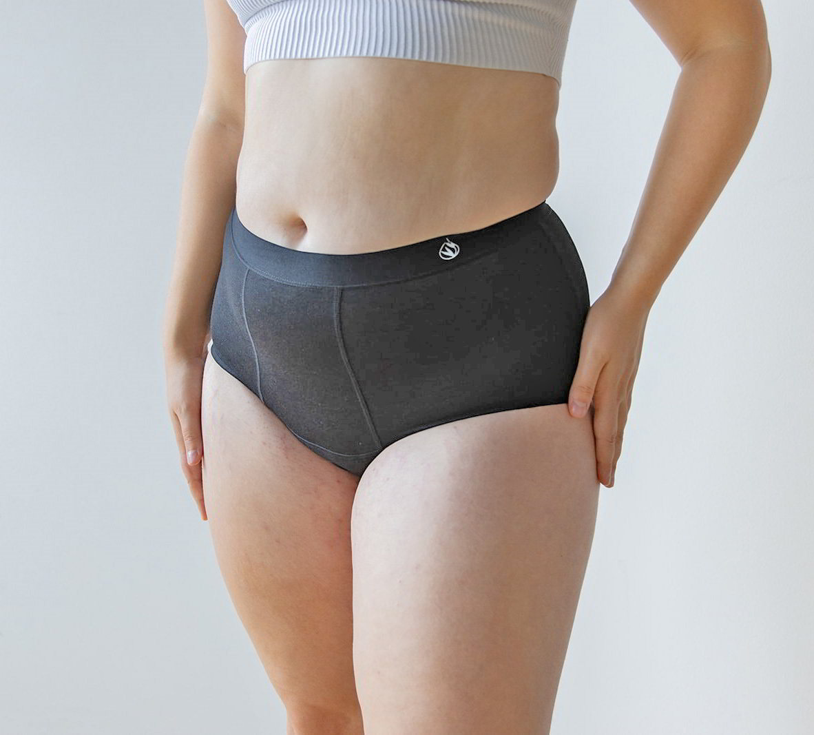 Period Underwear For Women,Women's Underwear High Waisted Cotton Briefs  Stretch Panties Soft Full Coverage Underpants(L,Black) 