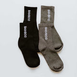 mid sport bamboo socks in black and grey