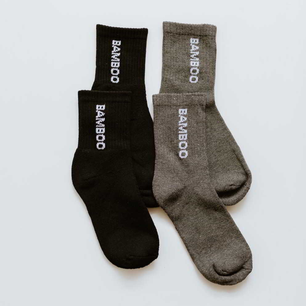 mid sport bamboo socks in black and grey