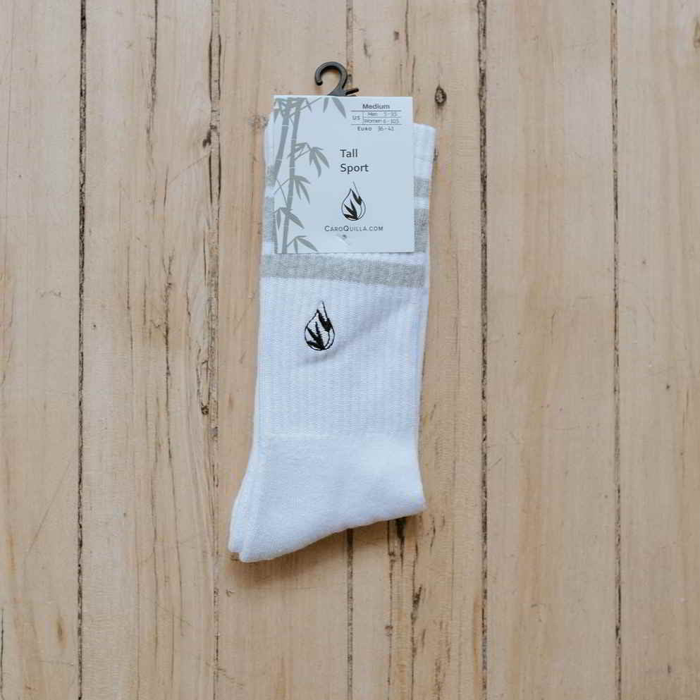 pair of tall sport bamboo socks in packaging