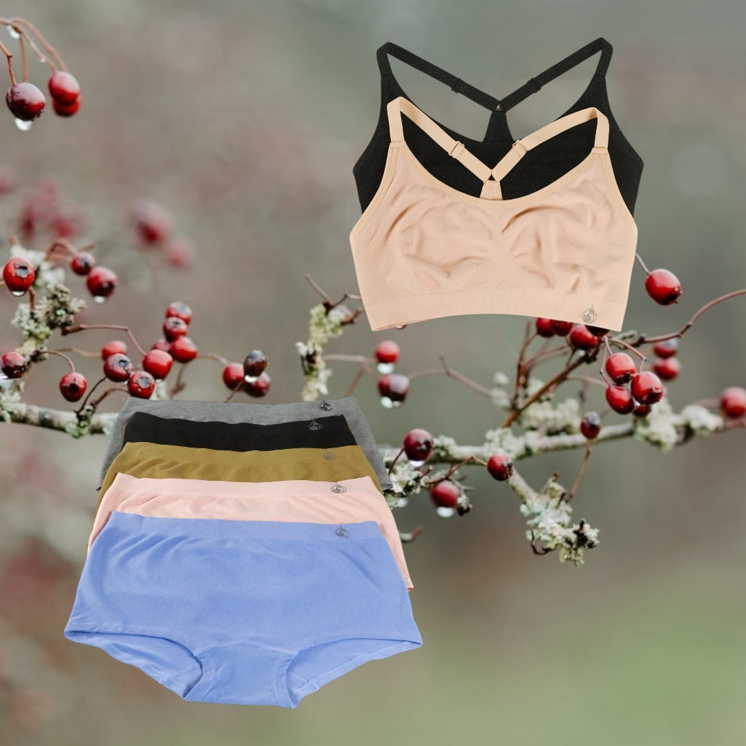 BAMBOO RACER BACK BRA AND COZY BAMBOOUNDERWEAR