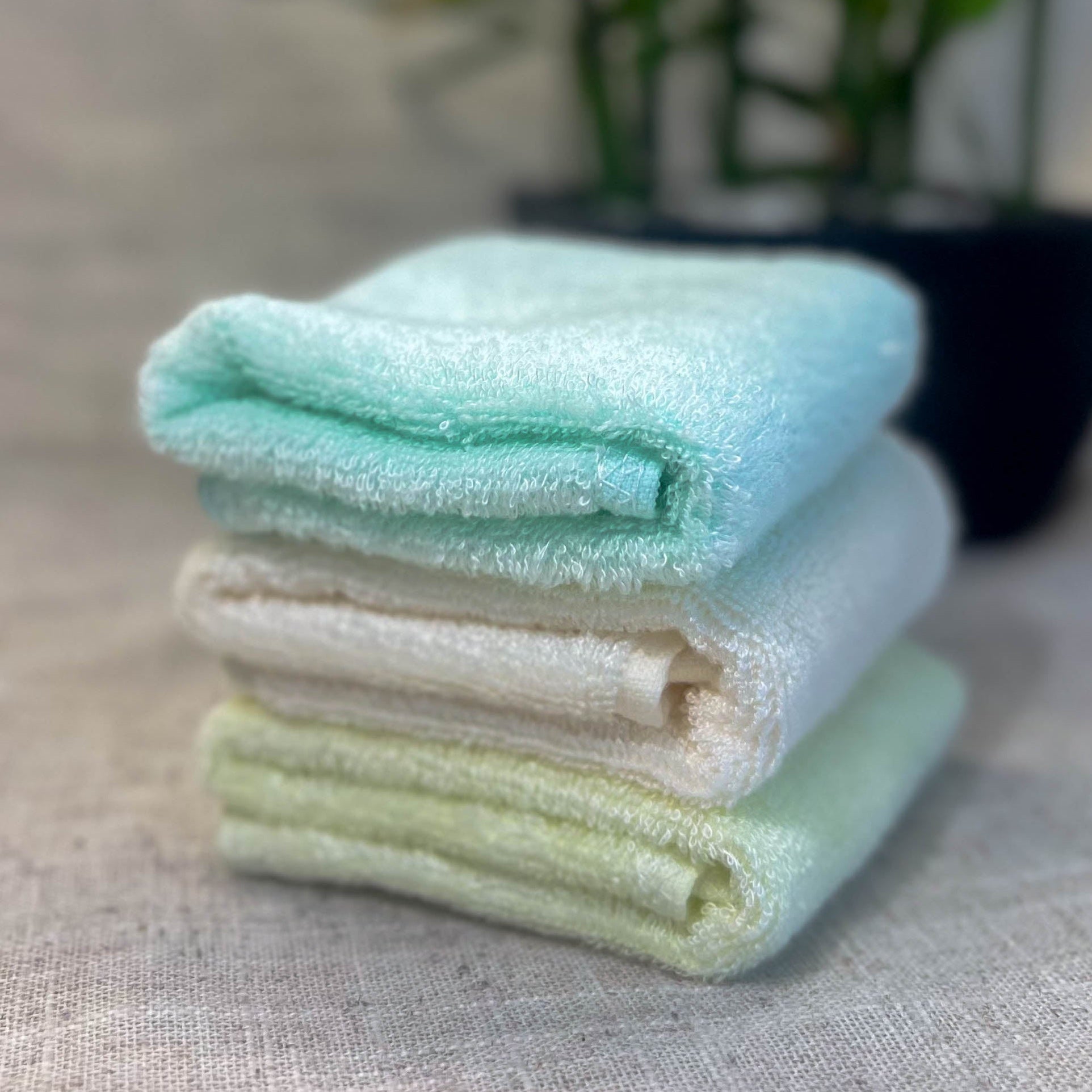 stack of bamboo face towels