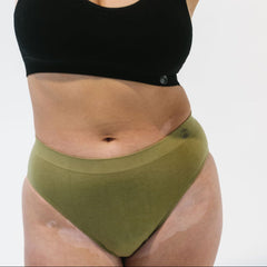 sage-green high waist bikini bamboo