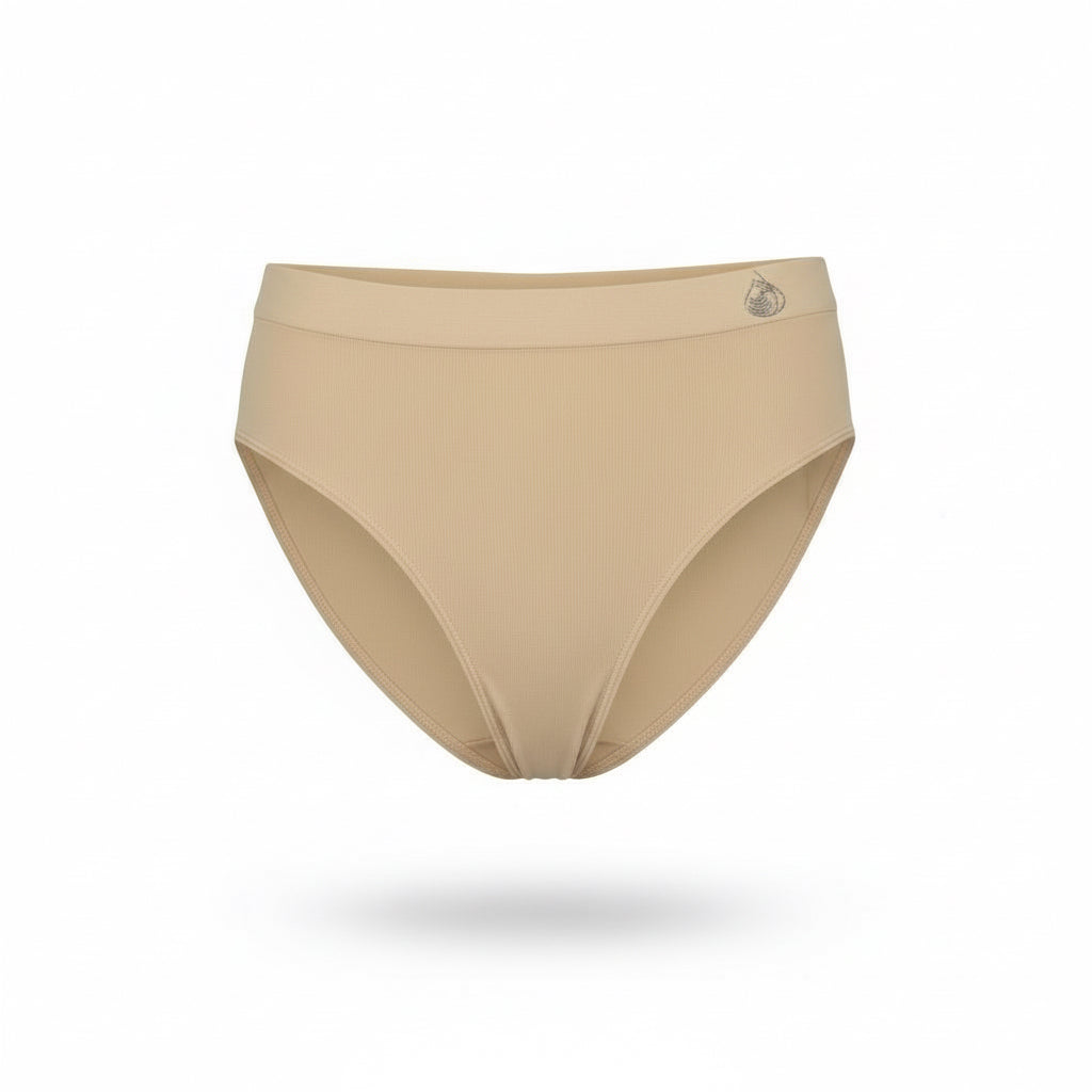 beige woman’s bamboo underwear high waisted bikini 