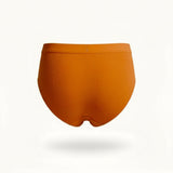 the back of high waisted bikini bamboo woman’s underwear in the colour terracotta 