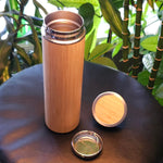 Wooden tumbler with metal lid and bamboo finish 