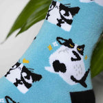 closeup of cute cat design on bamboo socks 