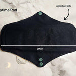 graphic showing measurements of the reusable pad 