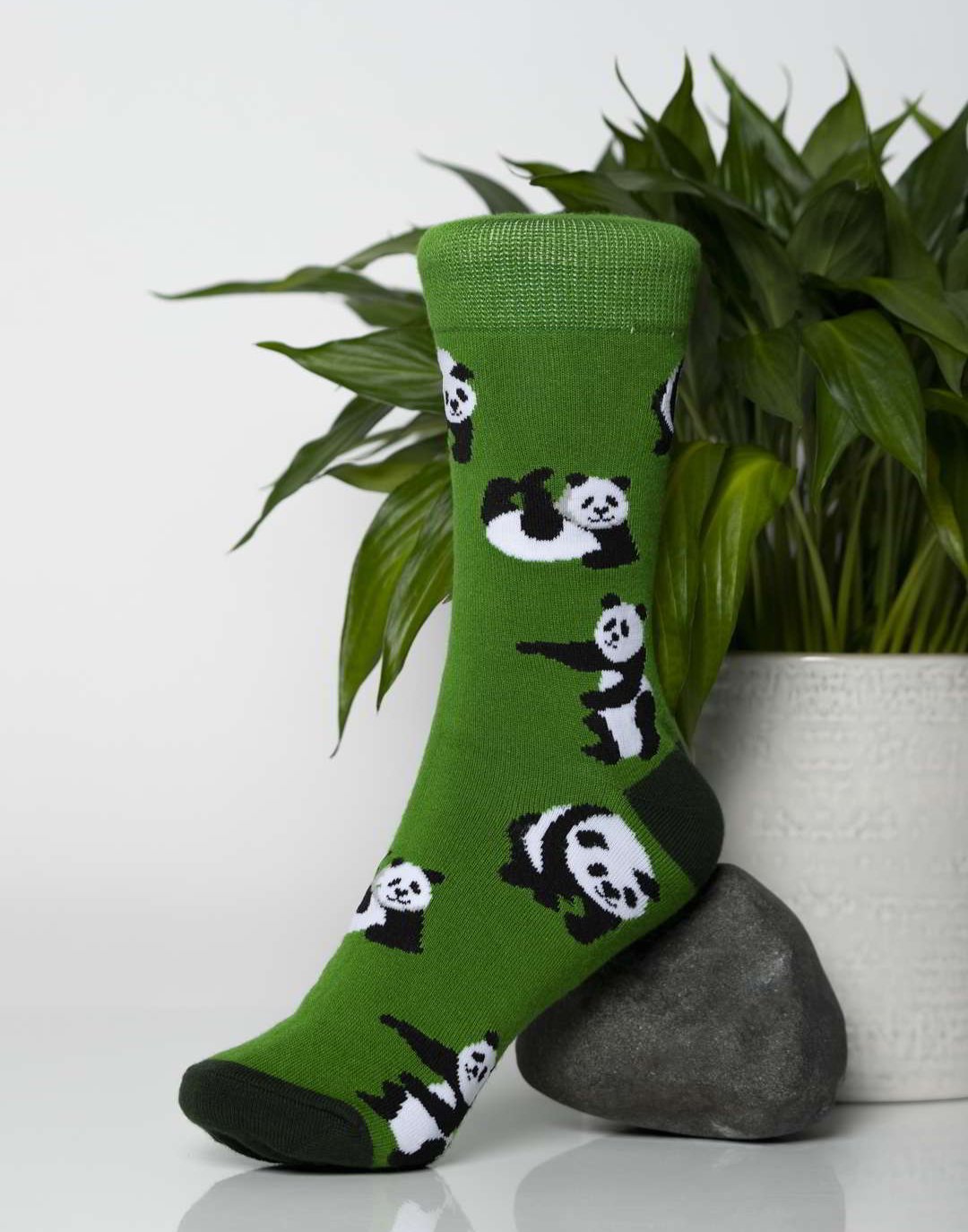 green bamboo sock with panda designs 