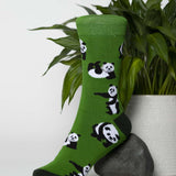 green bamboo sock with panda designs 