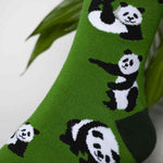closeup on panda design on bamboo socks 