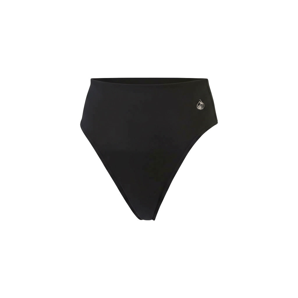Black high-waisted tummy hugging thong on a white background