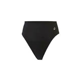 Black high-waisted tummy hugging thong on a white background